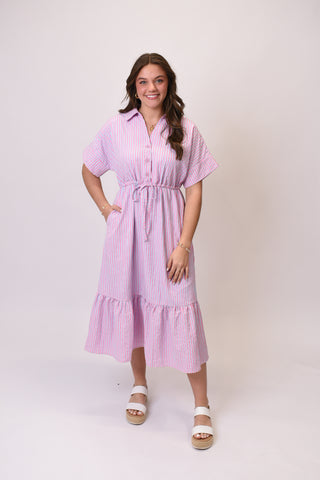 Garden Walk Striped Midi Dress