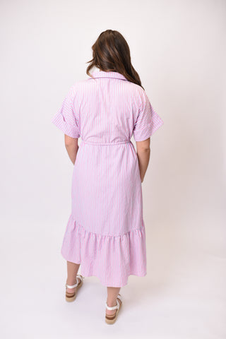 Garden Walk Striped Midi Dress