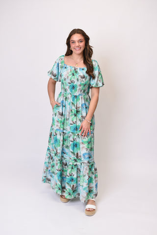 Pretty Petals Maxi Dress in Emerald