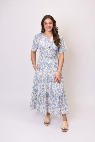 Soft Skies Floral Midi Dress