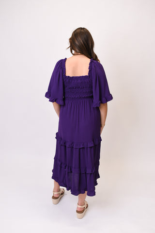 Sunshine Social Midi Dress in Purple
