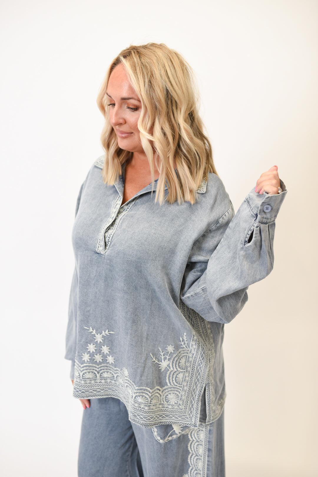 Denim Whimsy Long Sleeve Top