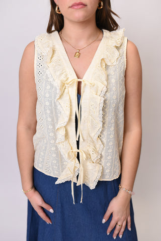 Pretty In Lace Tie Front Vest