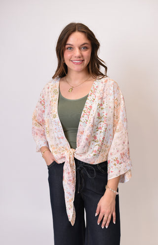 Love Notes Tie Front Kimono