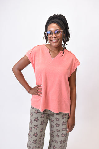 Sunwashed Knit Top in Coral