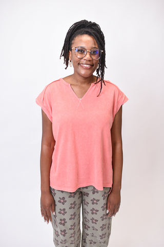Sunwashed Knit Top in Coral