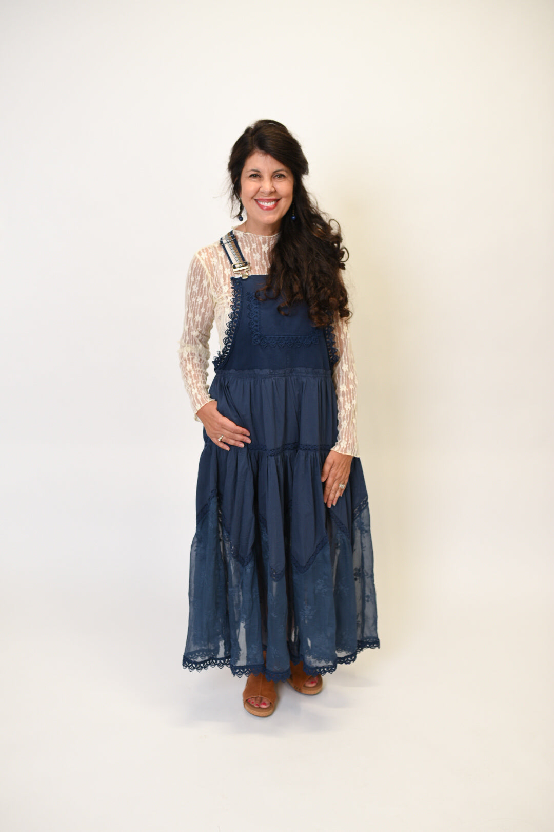 Midnight Meadow Overall Dress in Navy