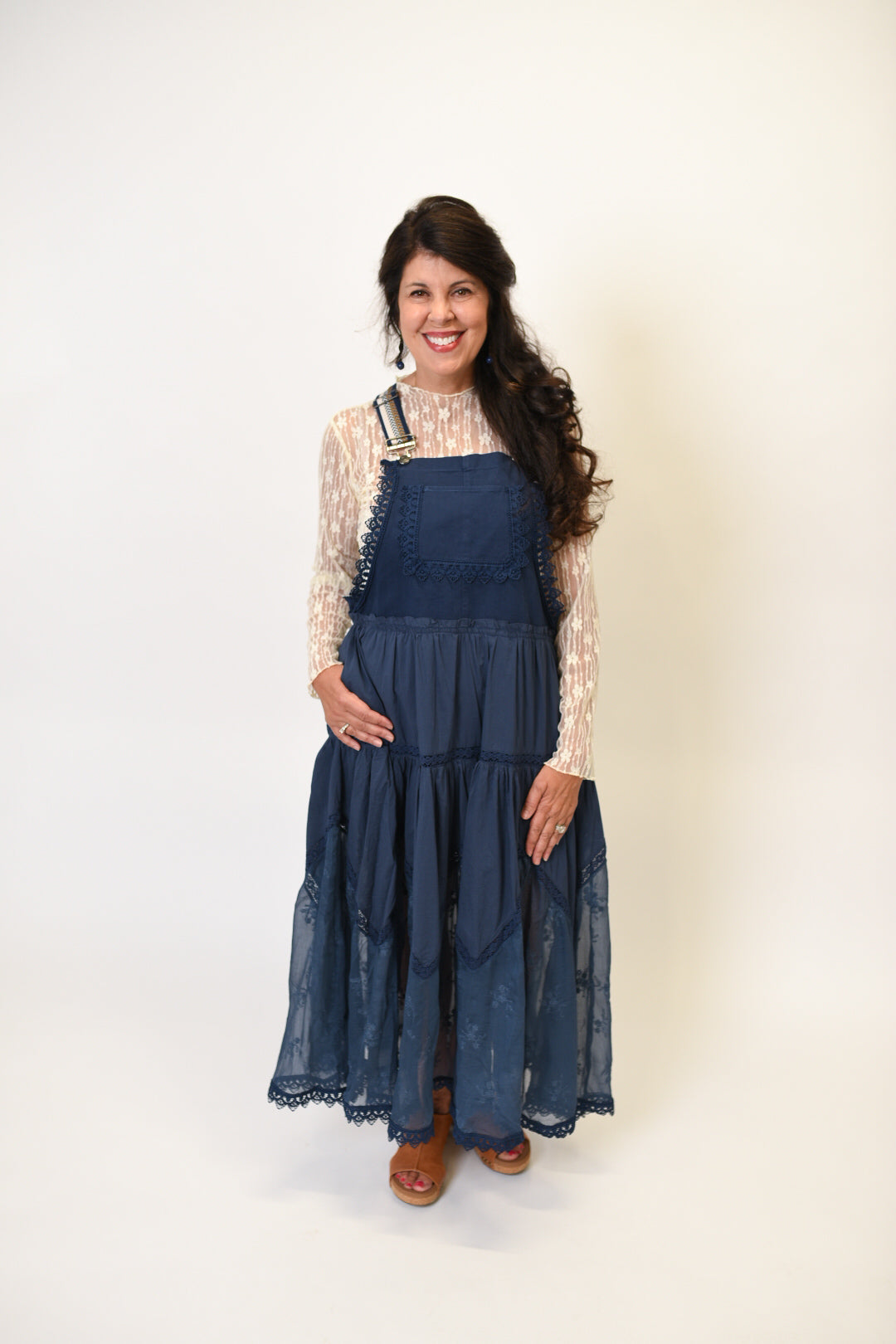 Midnight Meadow Overall Dress in Navy