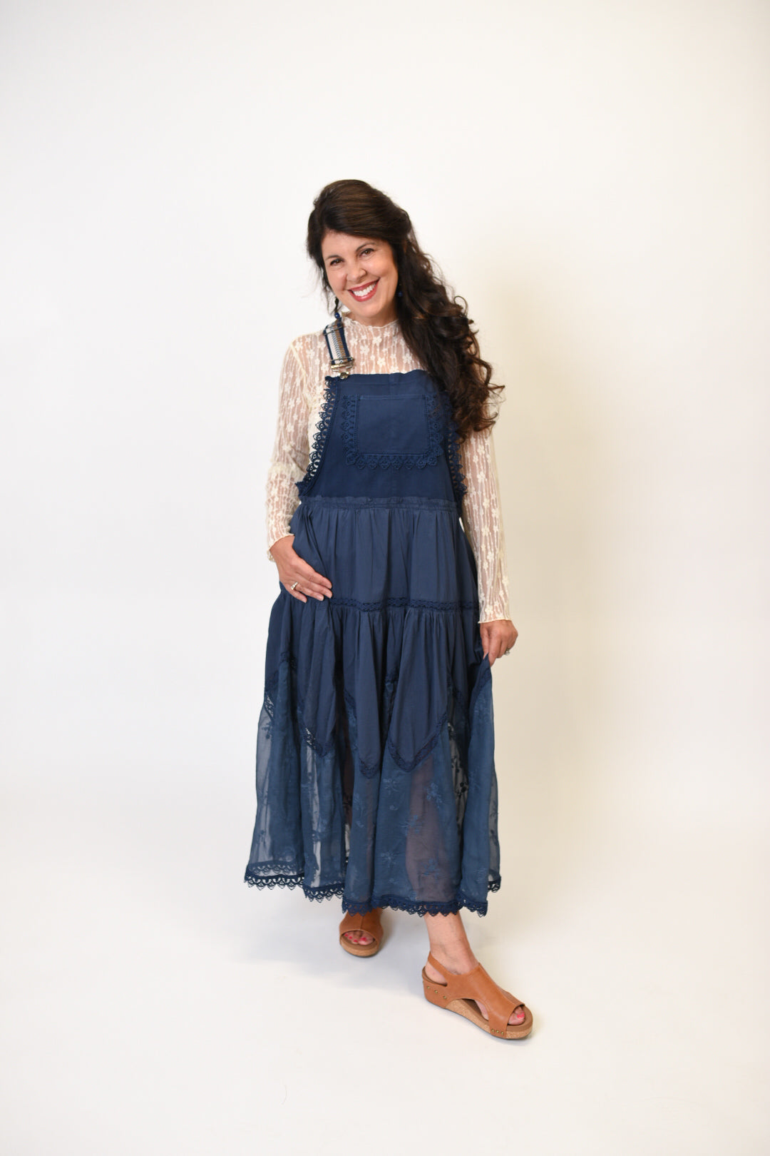 Midnight Meadow Overall Dress in Navy