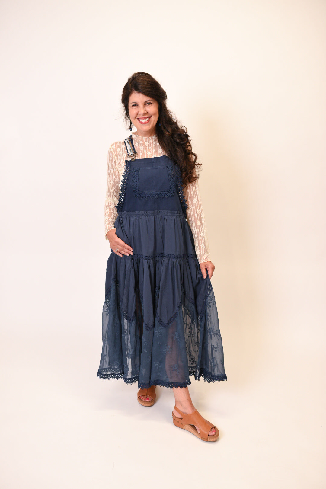 Midnight Meadow Overall Dress in Navy