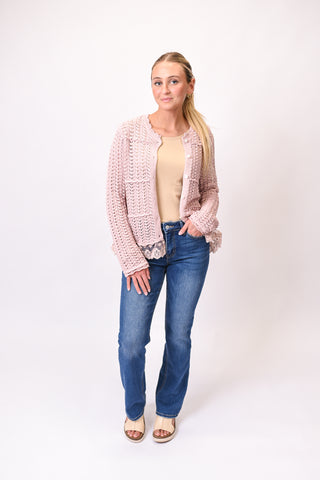 Feminine Touch Cardigan in Pink