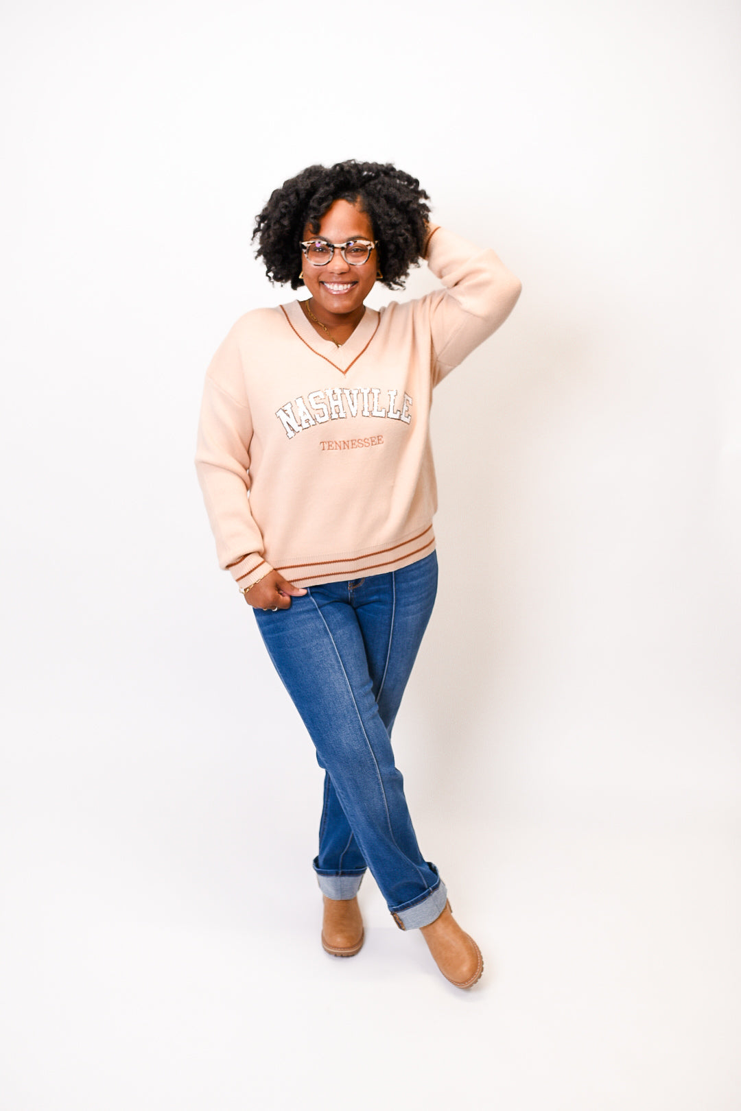 Nashville Varsity Sweater in Taupe