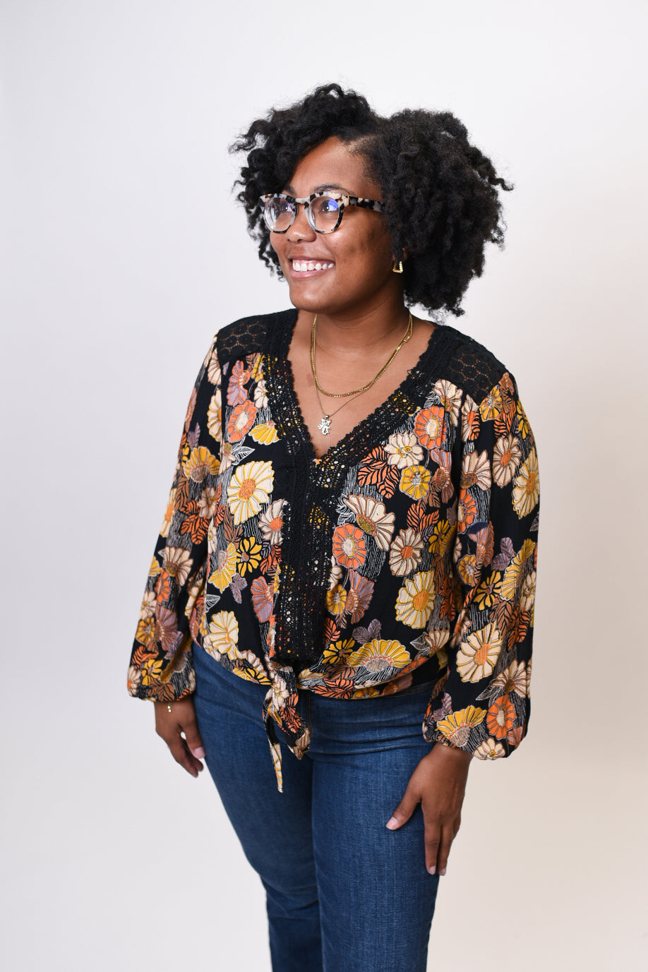 Fall Petals Front Tie Top