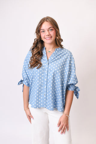 Bright Spot Bow Sleeve Blouse
