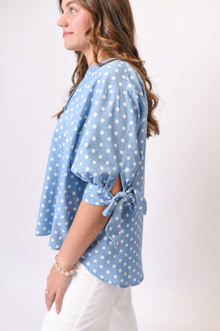 Bright Spot Bow Sleeve Blouse