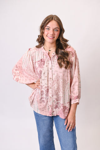 Garden Whisper Blouse in Blush