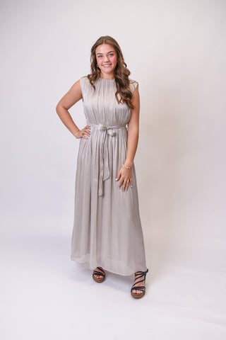 Evening Glow Maxi Dress in Silver