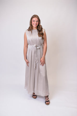 Evening Glow Maxi Dress in Silver