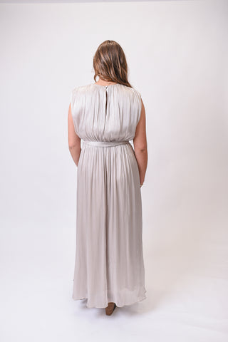 Evening Glow Maxi Dress in Silver