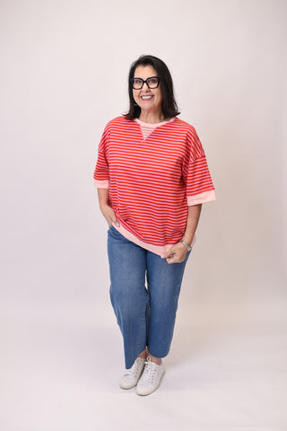 Closet Staple Tee in Pink Stripes