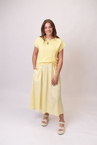 Layer Up Midi Dress in Lemon