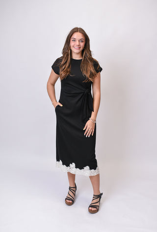 After Dark Lace Trim Midi