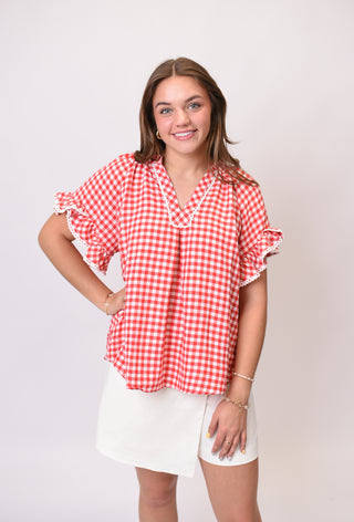 Picnic Date Blouse in Red