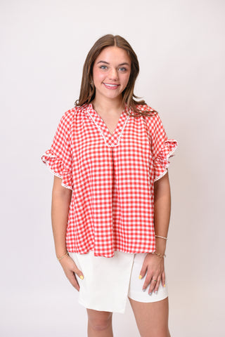 Picnic Date Blouse in Red