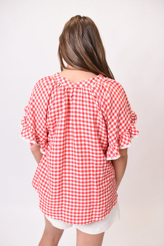 Picnic Date Blouse in Red