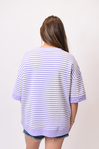 Closet Staple Tee in Lilac Stripes
