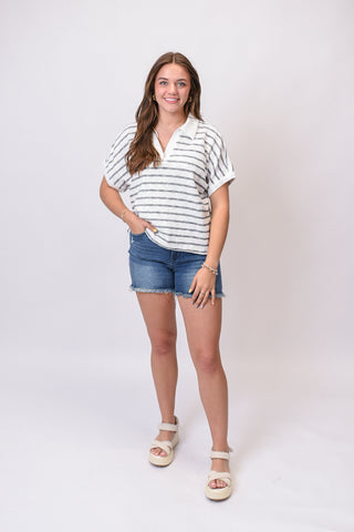 Sunny Stripe Polo in Black