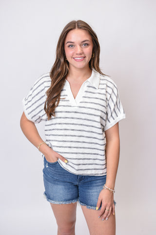 Sunny Stripe Polo in Black