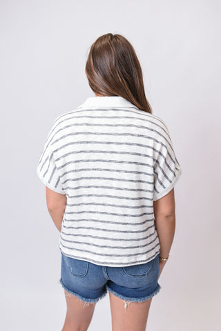 Sunny Stripe Polo in Black