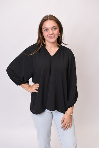 Shoreline Breeze Blouse in Black