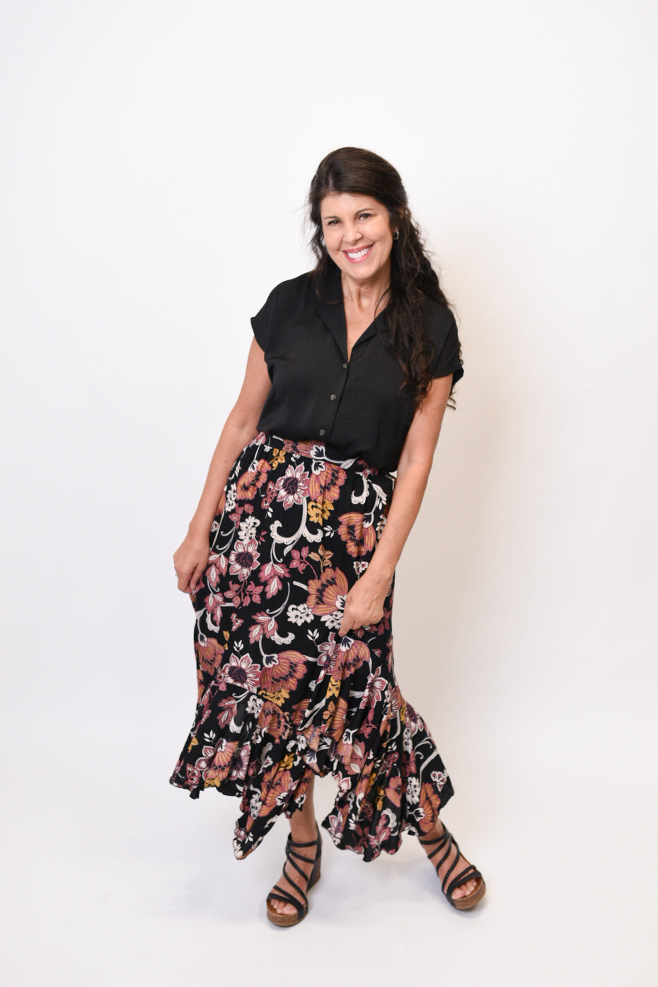 Enchanted Garden Floral Midi Skirt