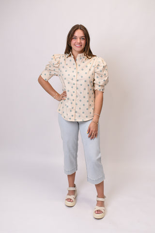 Spot On Puff Sleeve Blouse