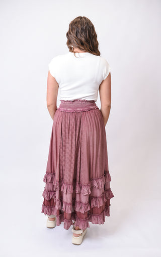Meadow Drift Tiered Skirt in Red
