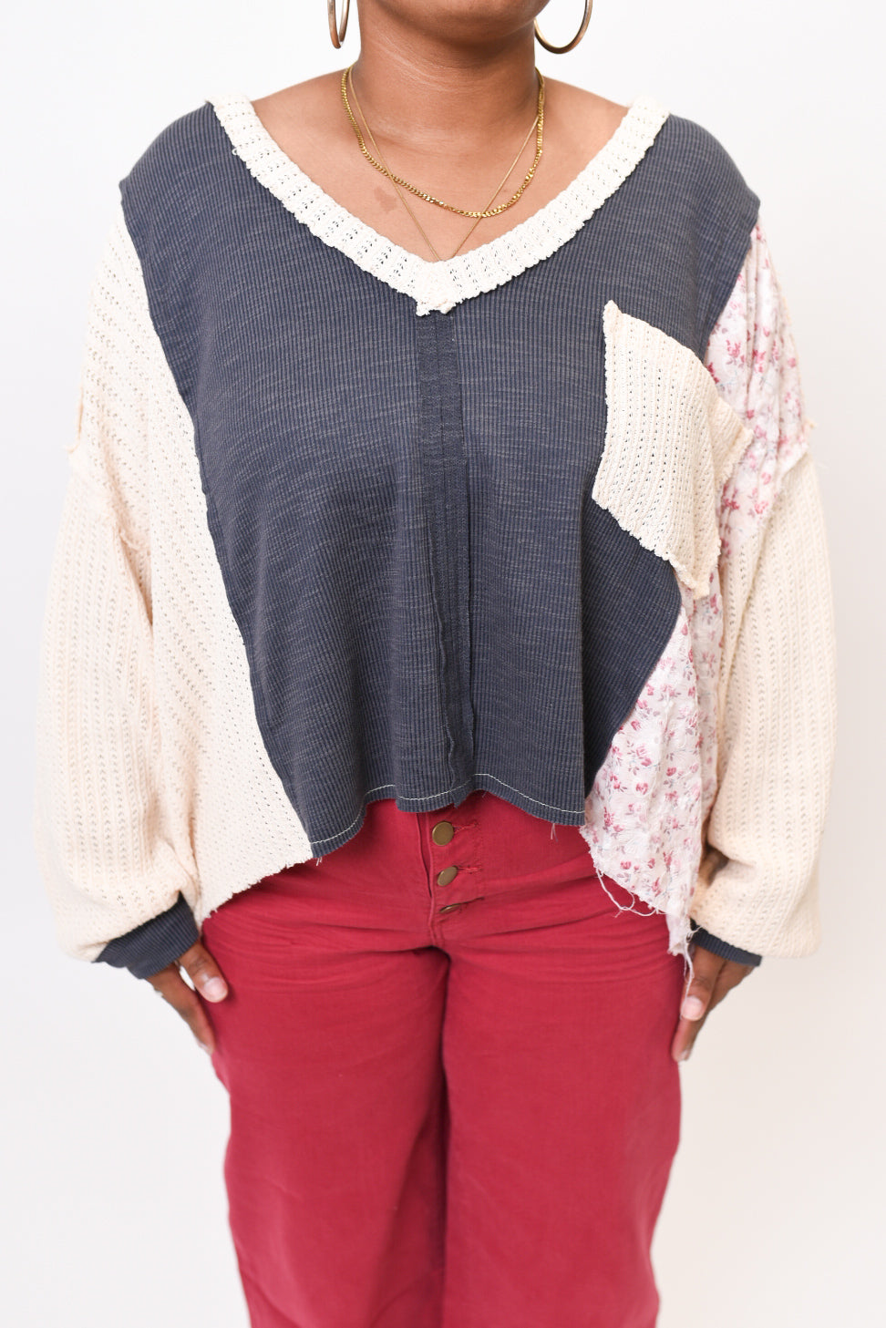 Whimsy Knit Long Sleeve Top in Charcoal