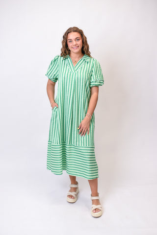 Dinner Plans Striped Midi