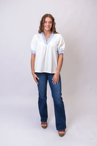 Marina Stripe Trim Blouse
