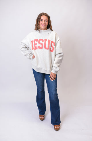Jesus/God Is Good Sweatshirt in Coral