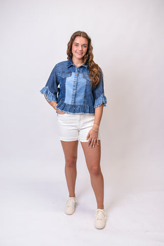 Gentle Moments Cropped Denim Jacket