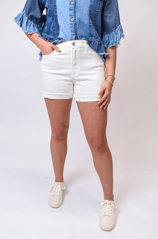 On The Coast White Denim Shorts