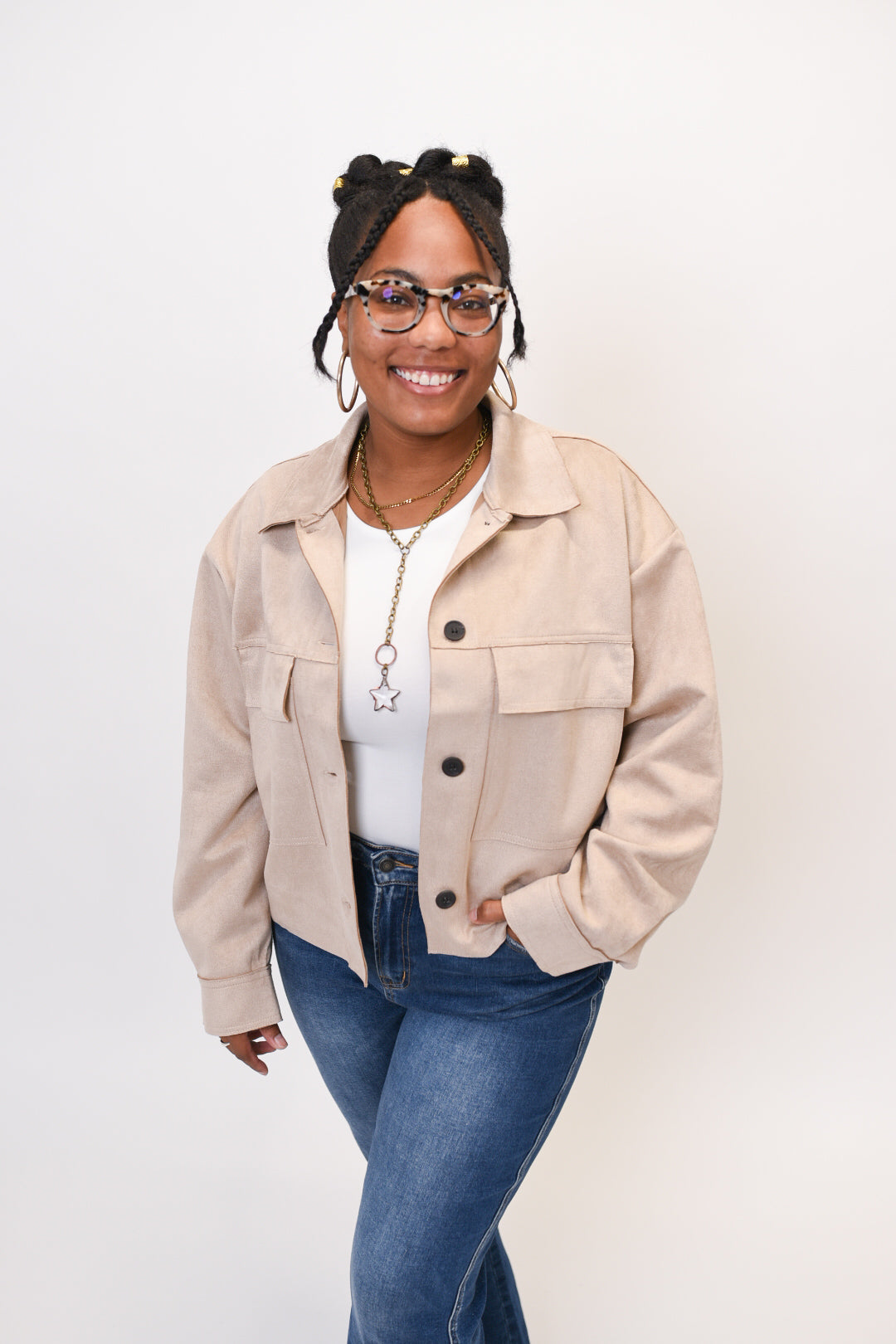 Chic Suede Jacket in Light Mocha