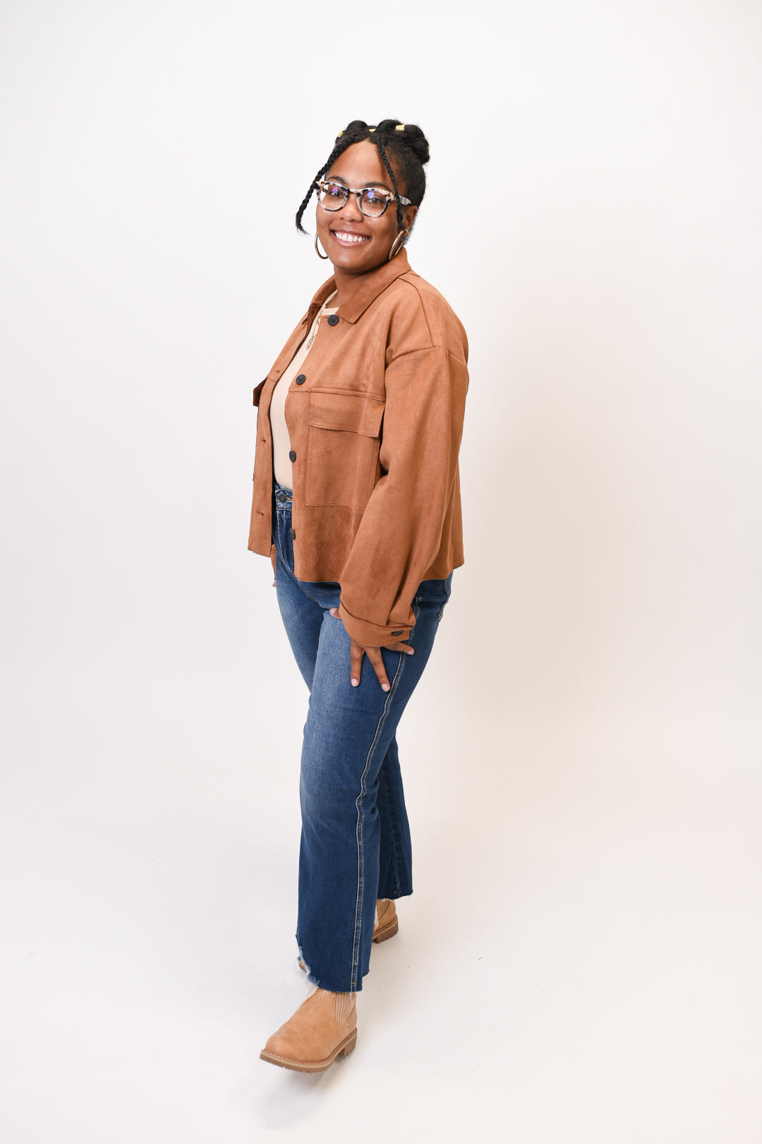 Chic Suede Jacket in Camel