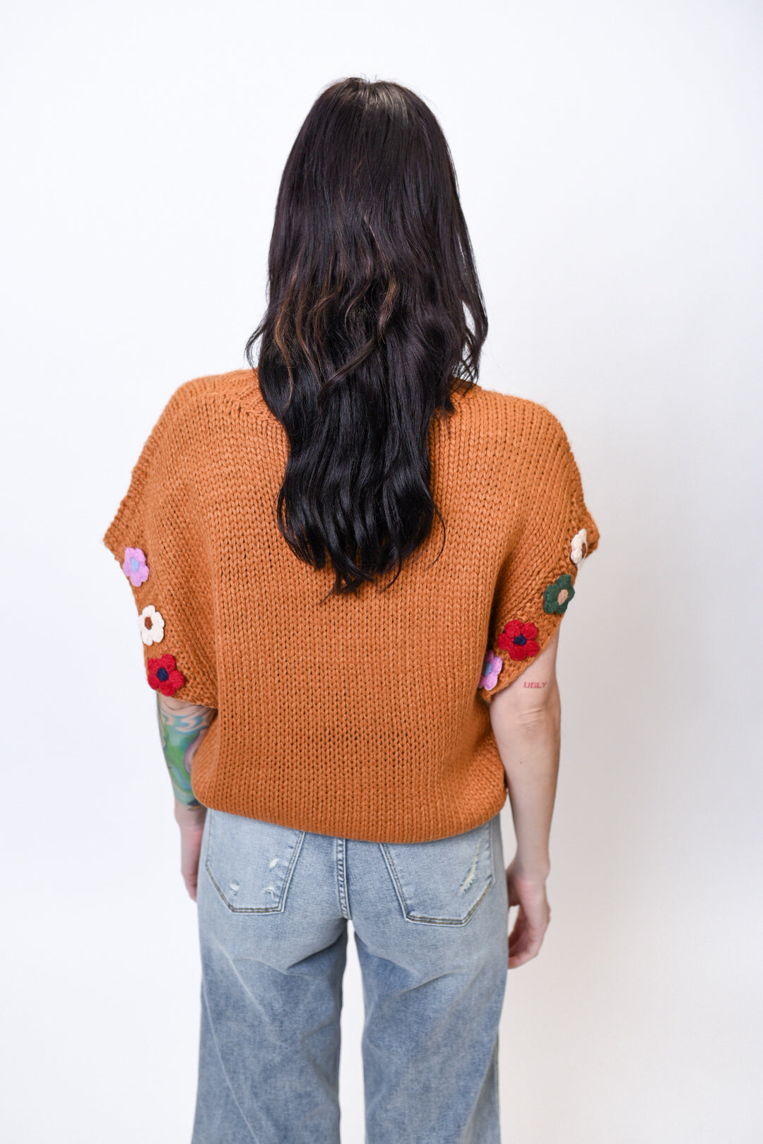 Floral Frolic Sweater Top in Camel