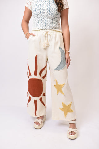 Celestial Wide Leg Pants in Cream