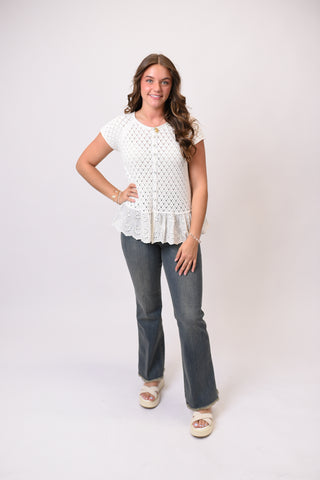 Soft Air Eyelet Sweater Top