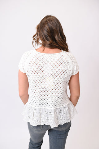 Soft Air Eyelet Sweater Top