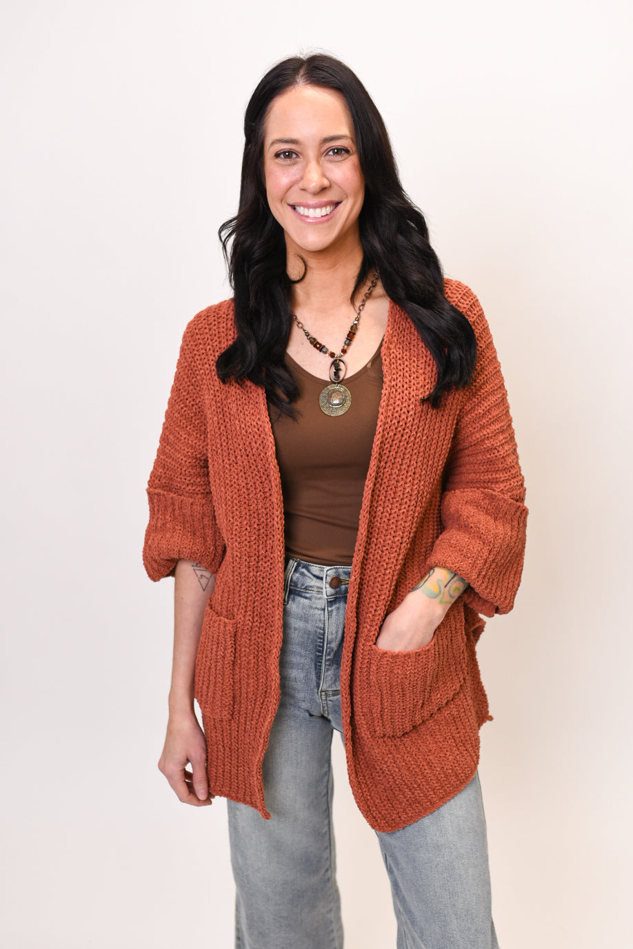 Let&#39;s Snuggle Cardigan in Brick